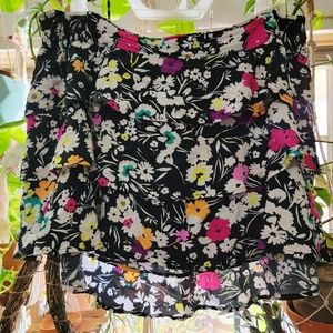 Plus Size Floral Tiered Mini Skirt